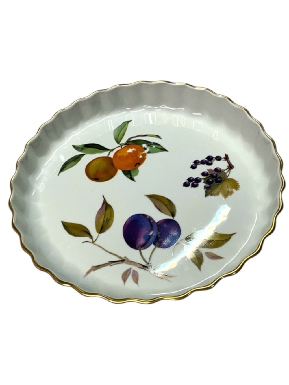ROYAL WORCESTER Evesham Fine Porcelain Oven to Tableware 9” Flan Dish Gold